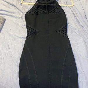 Black Bodycon Dress with mesh cut outs